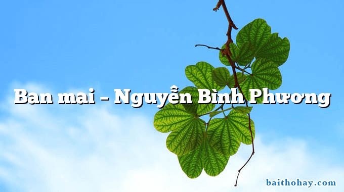 Ban mai  –  Nguyễn Bình Phương
