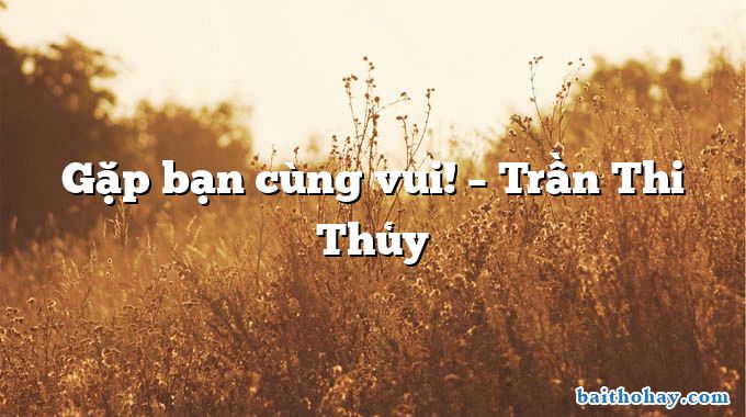 Gặp bạn cùng vui! – Trần Thị Thủy