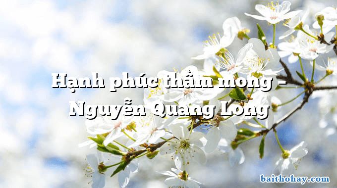 Hạnh phúc thầm mong – Nguyễn Quang Long