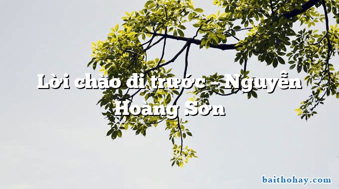 Lời chào đi trước – Nguyễn Hoàng Sơn