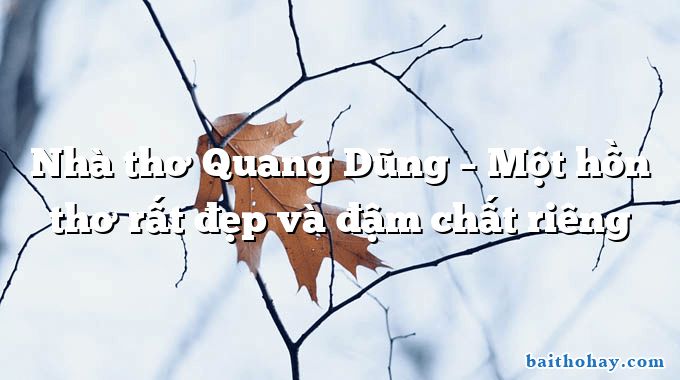 Nhà thơ Quang Dũng – Một hồn thơ rất đẹp và đậm chất riêng