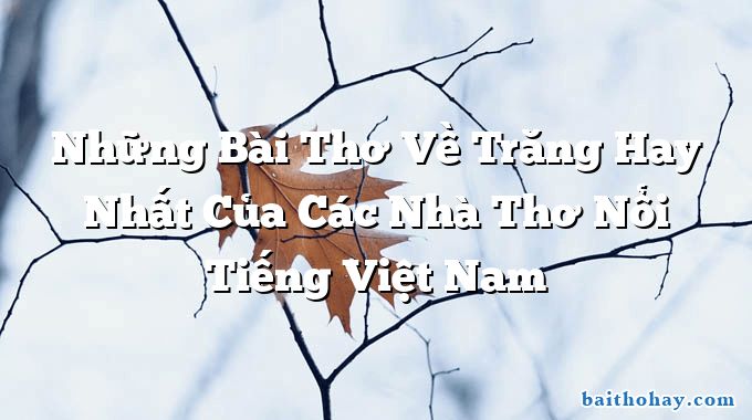 Những Bài Thơ Về Trăng Hay Nhất Của Các Nhà Thơ Nổi Tiếng Việt Nam