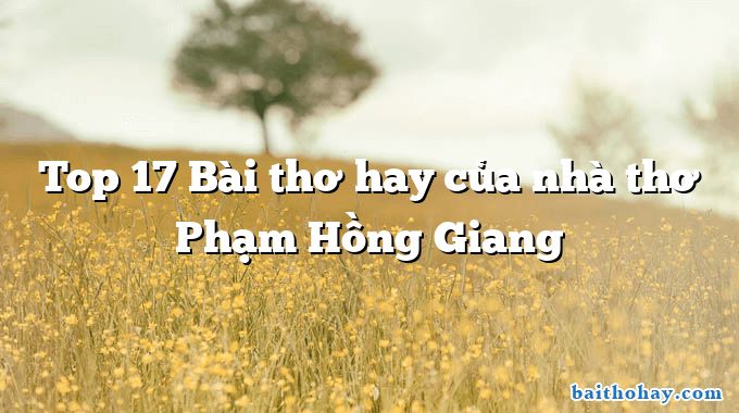 Top 17 Bài thơ hay của nhà thơ Phạm Hồng Giang