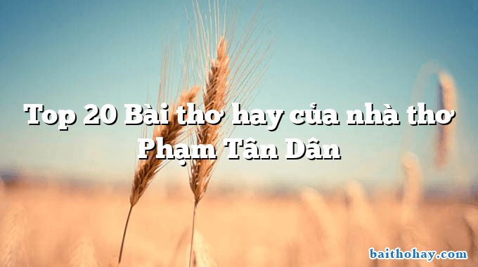Top 20 Bài thơ hay của nhà thơ Phạm Tân Dân