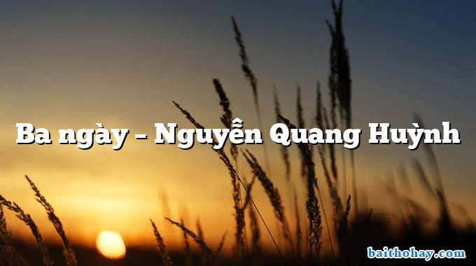 Ba ngày – Nguyễn Quang Huỳnh